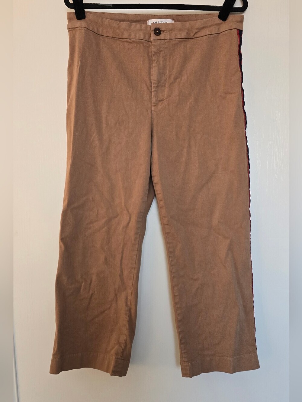 Lila Ryan - (Plus-Size) Tan Side Navy & Red Stripe Pants With Pockets